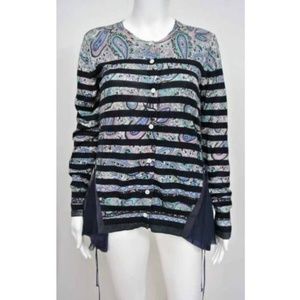 SAKAI Stripe Paisley Corset Side Cardigan Sweater